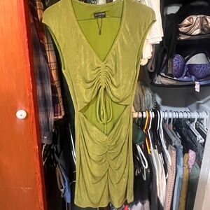 Green White Fox Botique Cut out dress